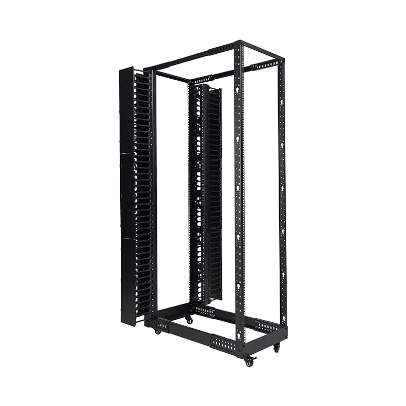 42U Adjustable 4-Post Open Frame Server Racks with Vertical Cable Manager